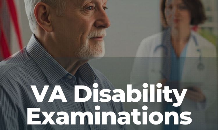 Older male veteran speaking with a medical professional during a VA disability examination.